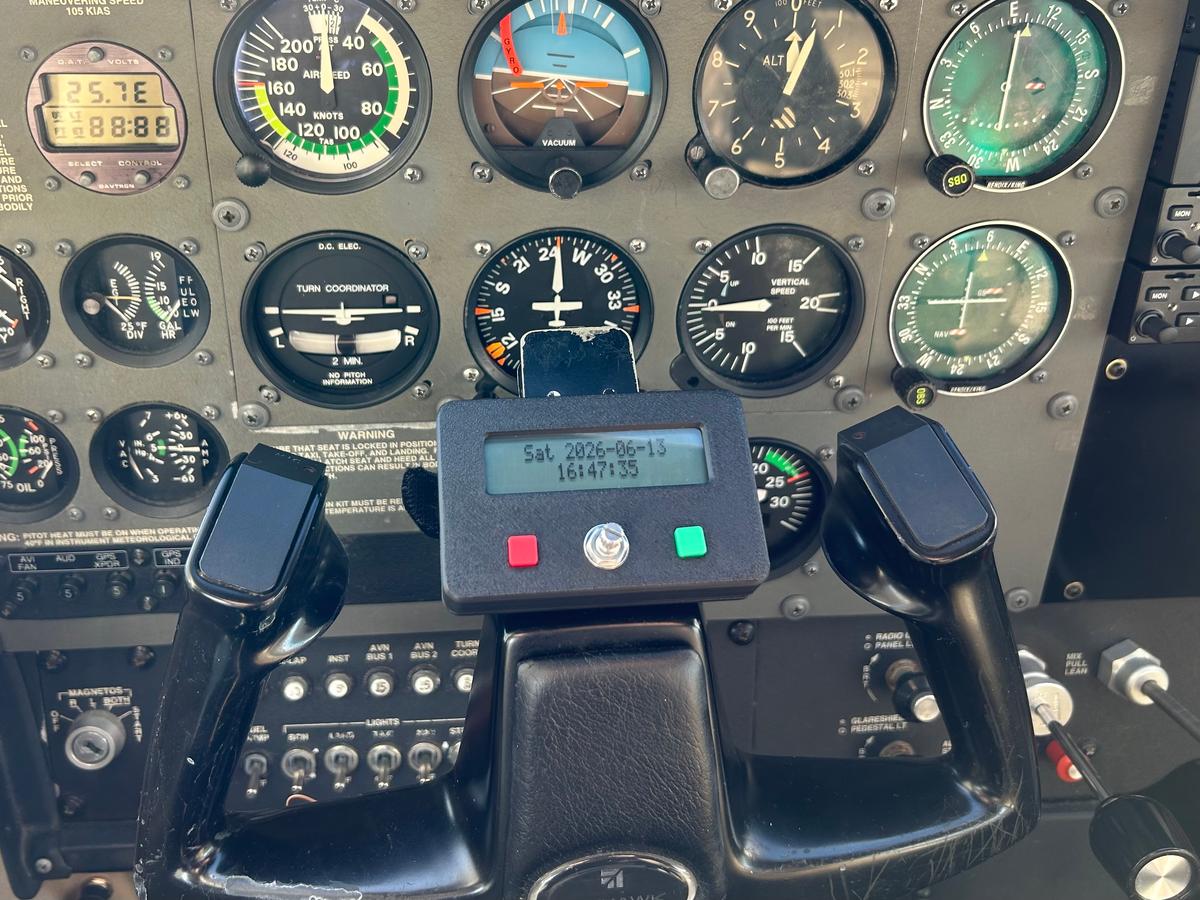 Timestamper v0.2 prototype mounted on a C172 yoke